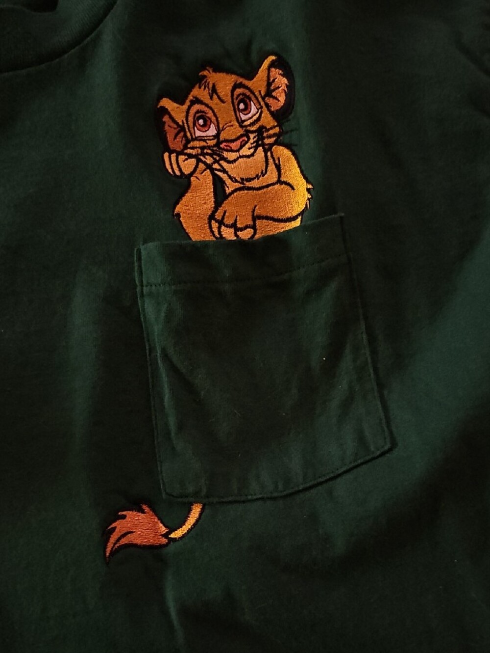 90s Disney The Lion King Embroidered Simba Pocket Tee - Picture 2 of 8